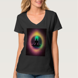 Yoga-Mädchen weibliche Sonnengruß-Meditation Chakr T-Shirt