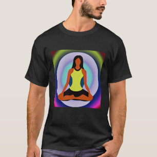 Yoga-Mädchen weibliche Sonnengruß-Meditation Chakr T-Shirt