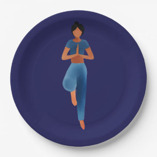 Yoga-Mädchen, Yoga-Kunst Pappteller