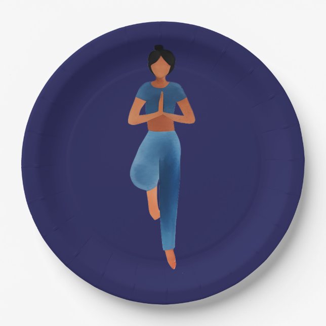 Yoga-Mädchen, Yoga-Kunst Pappteller (Vorderseite)