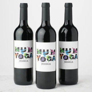 Yoga Mama Meditation Hobby Niedliche Mama Weinetikett