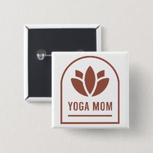 Yoga-Mama Mutter Lotusblume Boho-Ästhetik Button