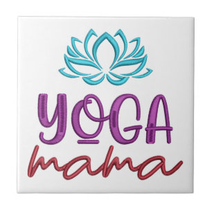 Yoga Mama Zitat Lotusblume Zen Fliese
