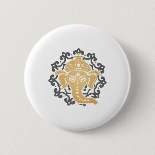 Yoga-Mandala-Elefant Hindus Dharma-Chakra Hinduism Button