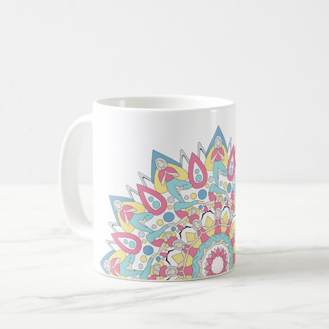 Yoga Mandala with Three Poses Pattern Kaffeetasse (Vorderseite Links)