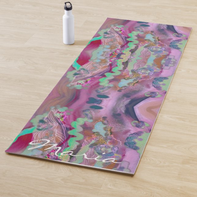 Yoga Mat Abstrakte Kunst Trendy pink & minze Yogamatte (Beispiel)