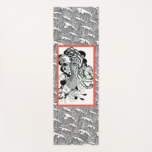 Yoga Mat JAPANESE WAVE PATTER MIT FISH Yogamatte (Vorderseite)