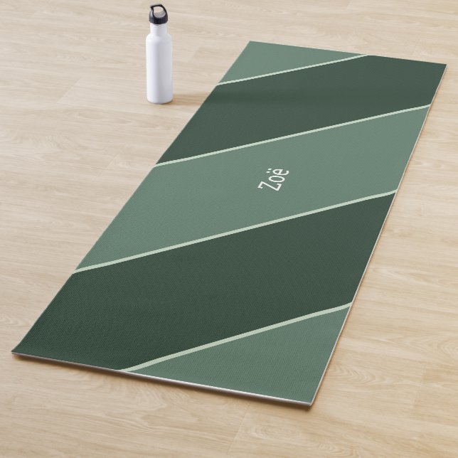 Yoga Mat - Personalised Green Stripes Pattern Yogamatte (Beispiel)
