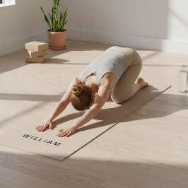 Yoga Mat, personalisiert, Beige und Monogramm Yogamatte