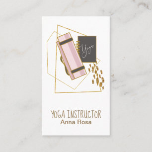 *~* Yoga Mat Yoga Instructor Gold Glitzer Polygon Visitenkarte