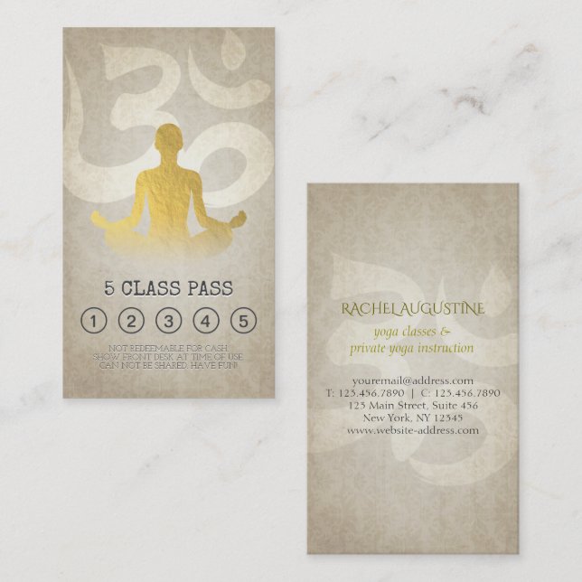 Yoga Mediation Instructor Class Pass Loyalty Card Treuekarte (Vorne/Hinten)