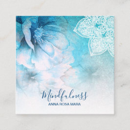 *~* Yoga Mediation Mandala Reiki Floral Glitzer Quadratische Visitenkarte