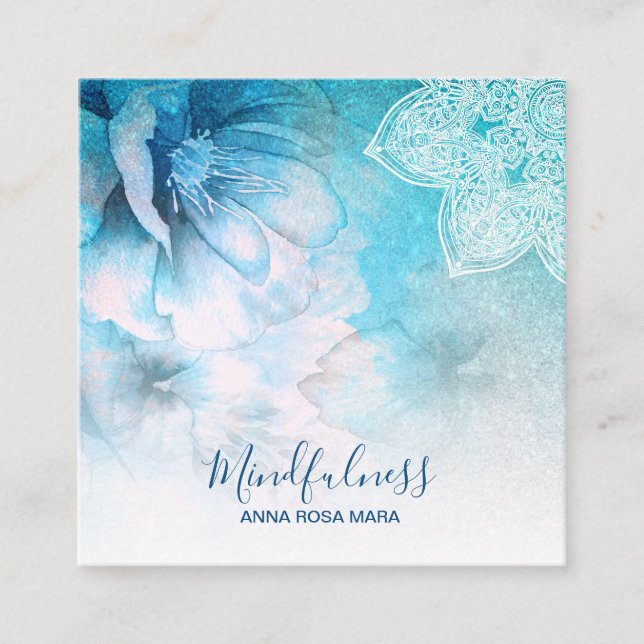 *~* Yoga Mediation Mandala Reiki Floral Glitzer Quadratische Visitenkarte (Vorderseite)
