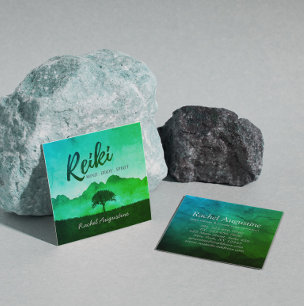 Yoga-Mediationslehrer des Naturlehrers Reiki Quadratische Visitenkarte