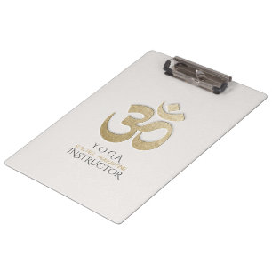 Yoga Mediator für White & Gold OM Symbol Klemmbrett