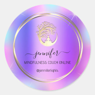 Yoga Medical Therapist Couch Holograph Lila Runder Aufkleber