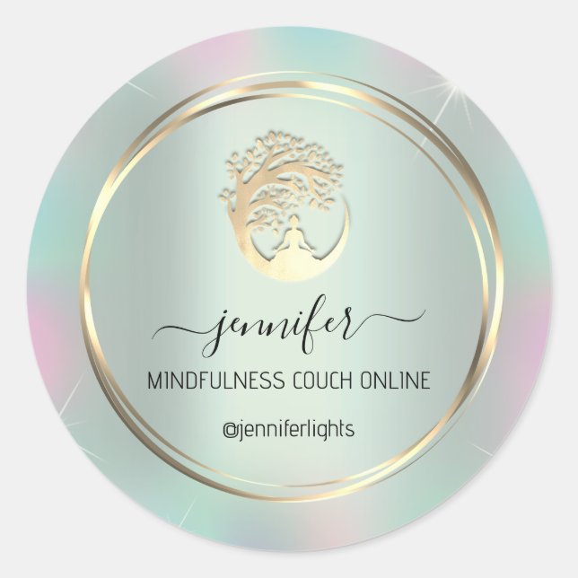 Yoga Medical Therapist Couch Holograph Mint Runder Aufkleber (Vorderseite)