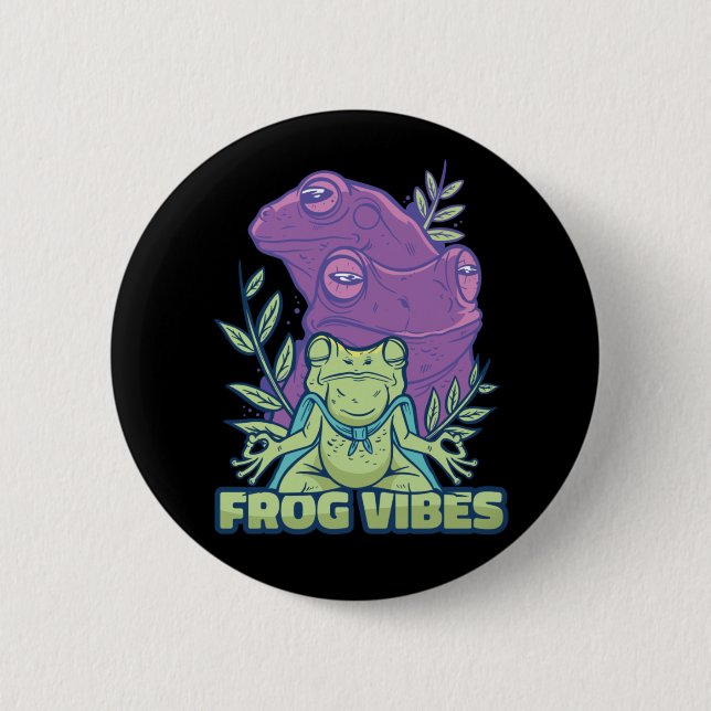 Yoga Meditating Frog Button (Vorderseite)