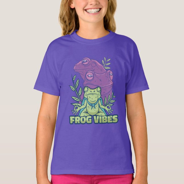 Yoga Meditating Frosch Design T-Shirt (Vorderseite)