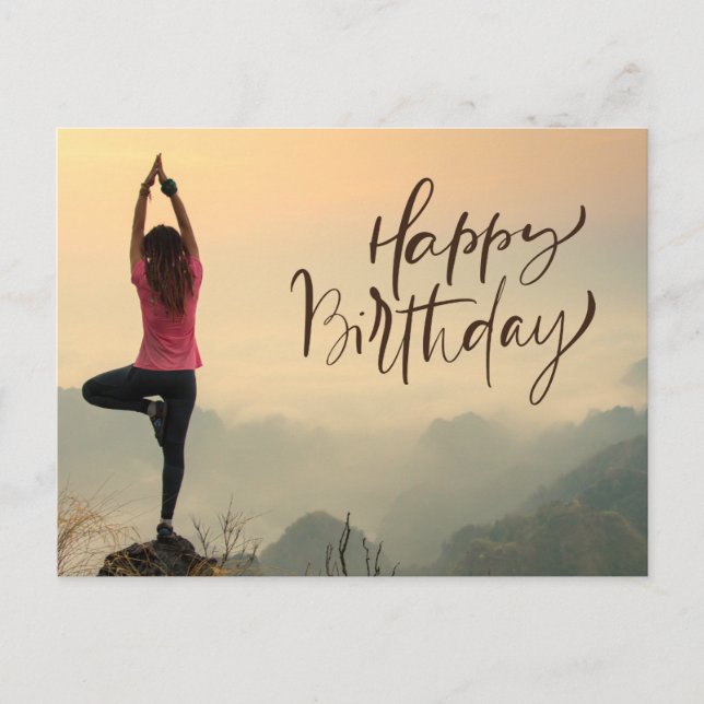 Yoga Meditation Frau Happy Birthday Postkarte (Vorderseite)