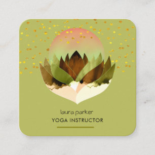 Yoga-Meditation Grün Limette Lotusblume Massage Quadratische Visitenkarte