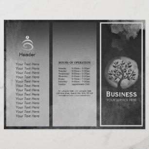 Yoga Meditation Instructor B&W Tree Logo Tri-Falte