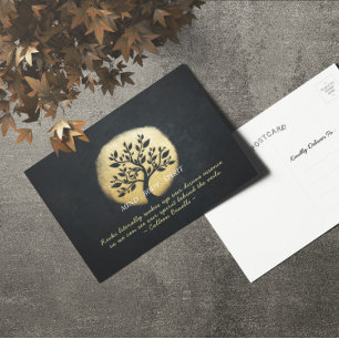 Yoga Meditation Instructor Black Gold Tree Quotes Postkarte
