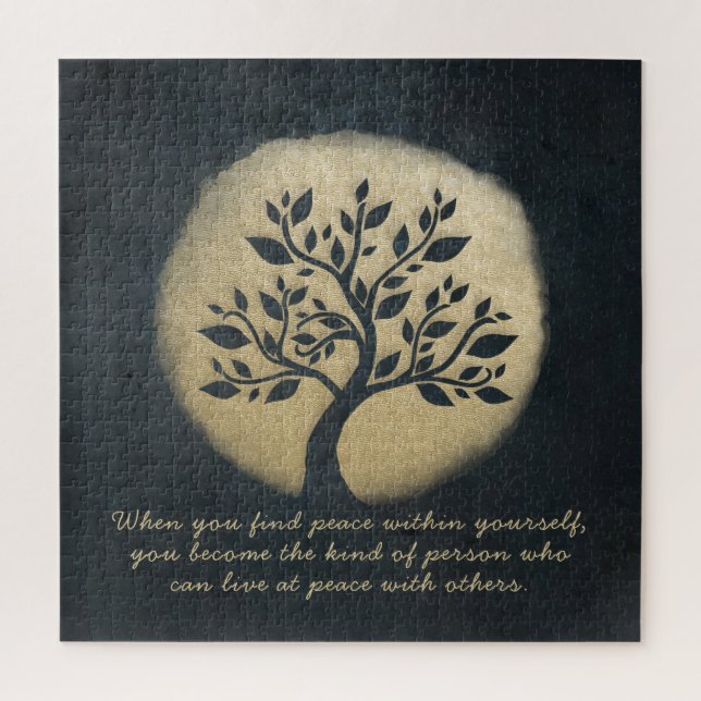 Yoga Meditation Instructor Black Gold Tree Quotes Puzzle (Vertikal)