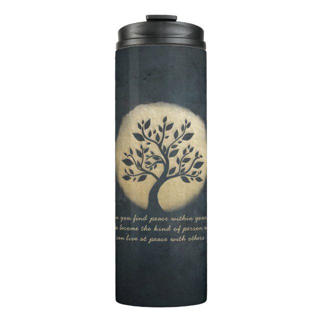 Yoga Meditation Instructor Black Gold Tree Quotes Thermosbecher (Vorderseite)