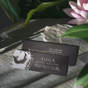 Yoga Meditation Instructor Black Silver ZEN Symbol Mini Visitenkarte
