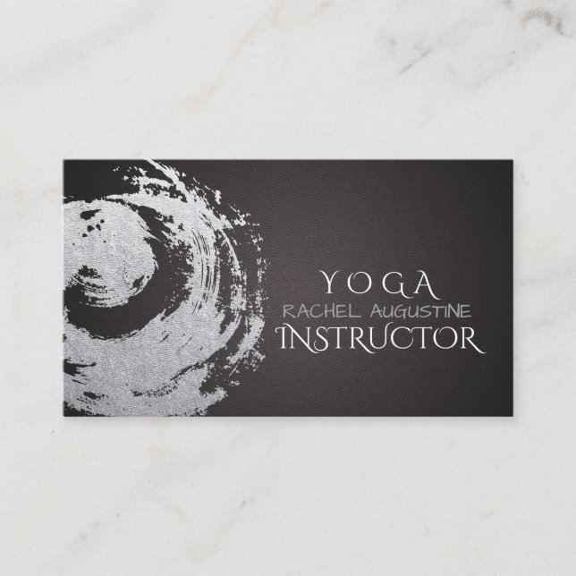 Yoga Meditation Instructor Black Silver ZEN Symbol Visitenkarte (Vorderseite)