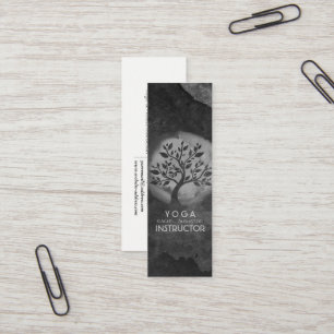 Yoga Meditation Instructor Black & White Tree Logo Mini Visitenkarte