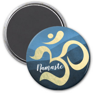 Yoga Meditation Instructor Blue and Gold OM Symbol Magnet