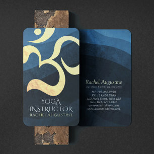 Yoga Meditation Instructor Blue and Gold OM Symbol Visitenkarte