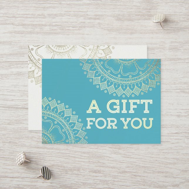 Yoga Meditation Instructor Blue Gold Mandala Gesch Rabattkarte (Vorderseite/Rückseite Beispiel)