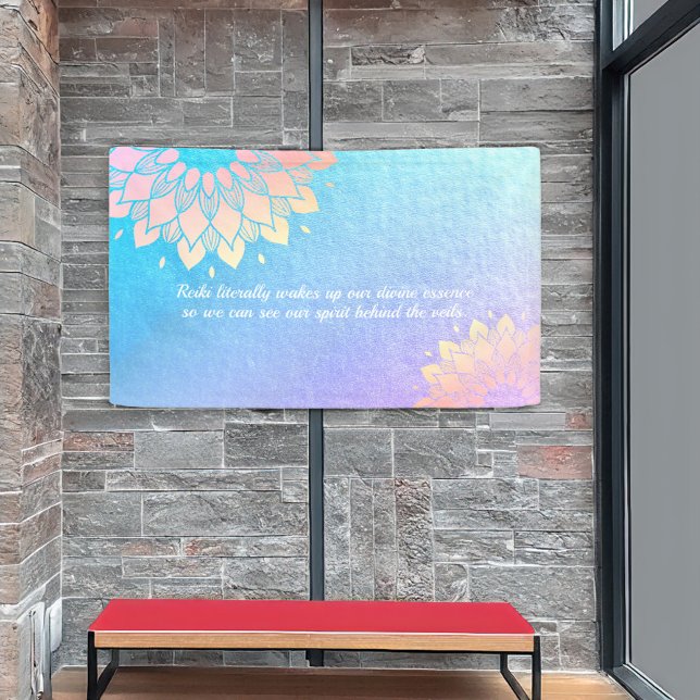 Yoga Meditation Instructor Blue Gold Mandala Zitat Banner (Von Creator hochgeladen)