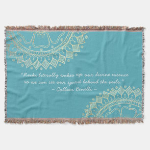 Yoga Meditation Instructor Blue Gold Mandala Zitat Decke