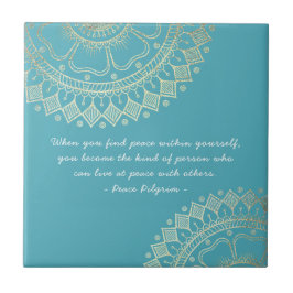Yoga Meditation Instructor Blue Gold Mandala Zitat Fliese