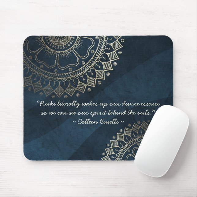 Yoga Meditation Instructor Blue Gold Mandala Zitat Mousepad (Mit Mouse)