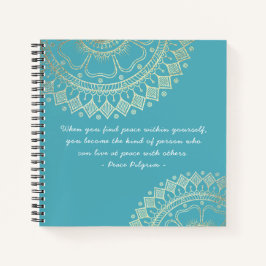 Yoga Meditation Instructor Blue Gold Mandala Zitat Notizbuch