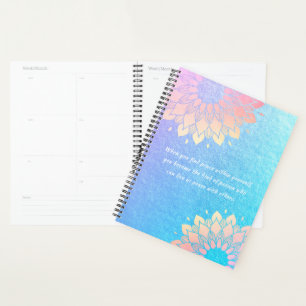Yoga Meditation Instructor Blue Gold Mandala Zitat Planer