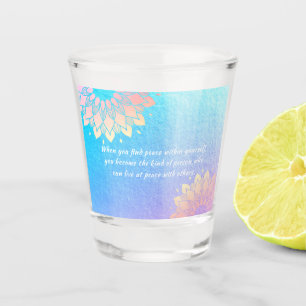 Yoga Meditation Instructor Blue Gold Mandala Zitat Schnapsglas