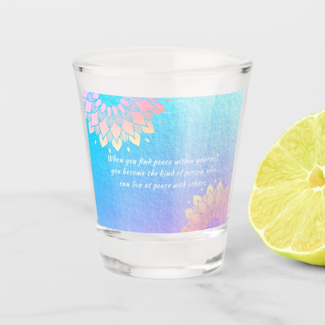 Yoga Meditation Instructor Blue Gold Mandala Zitat Schnapsglas (Vorderseite)