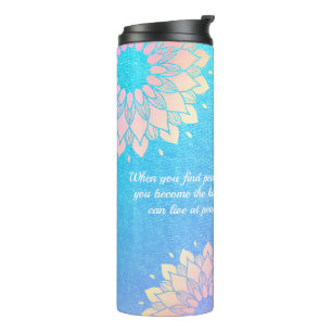 Yoga Meditation Instructor Blue Gold Mandala Zitat Thermosbecher
