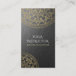 Yoga Meditation Instructor Chic Black Gold Mandala Visitenkarte
