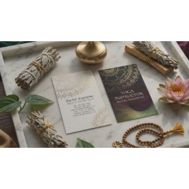 Yoga Meditation Instructor Chic Black Gold Mandala Visitenkarte