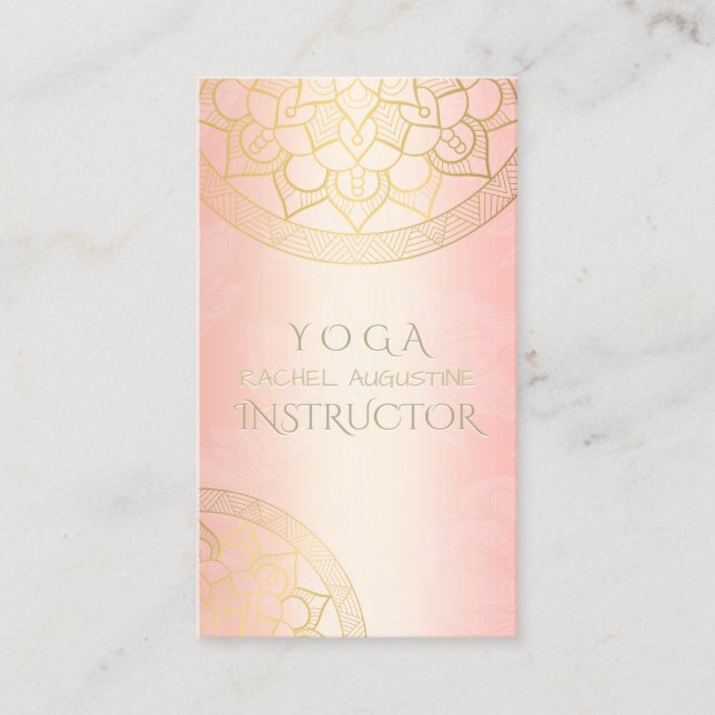 YOGA Meditation Instructor Chic Rose Gold Mandala Visitenkarte (Vorderseite)