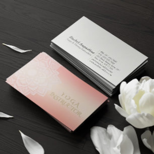 YOGA Meditation Instructor Chic Rose Gold Mandala Visitenkarte