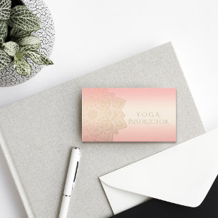 YOGA Meditation Instructor Chic Rose Gold Mandala Visitenkarte