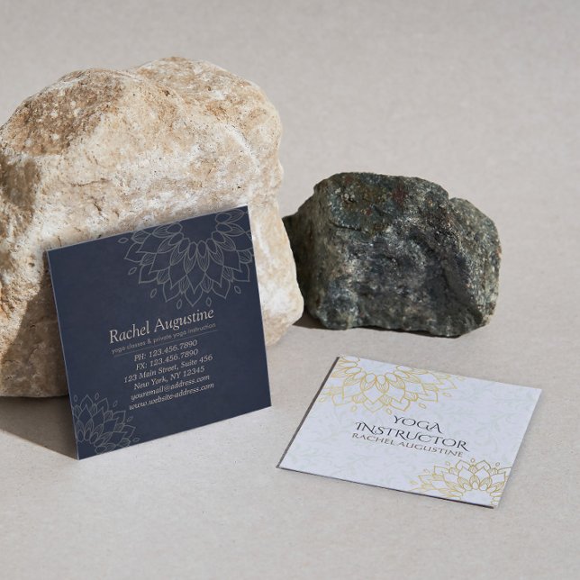 Yoga Meditation Instructor Gold Floral Mandala Quadratische Visitenkarte (Von Creator hochgeladen)